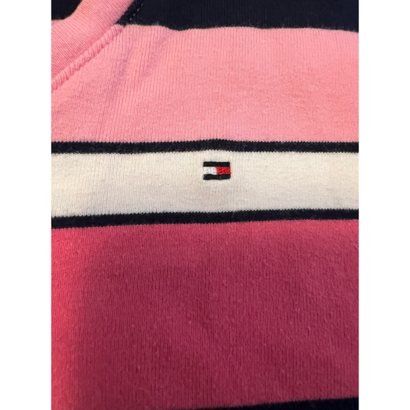 Vintage Tommy Hilfiger Y2K Striped V-Neck T-Shirt Womens Size M Pink Navy EUC - Picture 5 of 14